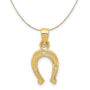 14k Yellow Gold Horse Shoe (9mm) Necklace - 20 Inch